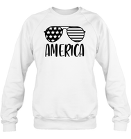 America Sunglasses 4th Of July Shirt Unisex Fleece Pullover Sweatshirt