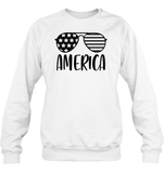 America Sunglasses 4th Of July Shirt Unisex Fleece Pullover Sweatshirt