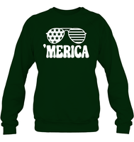 Retro Merica Sunglasses 4th Of July Shirt Unisex Fleece Pullover Sweatshirt