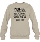 Nurse Hold My Beer Nurse Shirt Unisex Fleece Pullover Sweatshirt