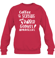 Coffee Scrubs And Rubber Gloves Nurse Shirt Unisex Fleece Pullover Sweatshirt