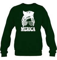 Merica Mom Bun 4th Of July Shirt Unisex Fleece Pullover Sweatshirt