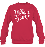 Merica Yall 4th Of July Shirt Unisex Fleece Pullover Sweatshirt