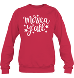 Merica Yall 4th Of July Shirt Unisex Fleece Pullover Sweatshirt