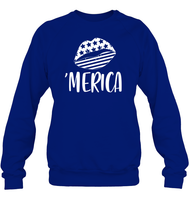 Merica Lips 4th Of July Shirt Unisex Fleece Pullover Sweatshirt