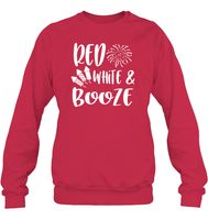 Red White And Booze 4th Of July Shirt Unisex Fleece Pullover Sweatshirt