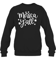 Merica Yall 4th Of July Shirt Unisex Fleece Pullover Sweatshirt