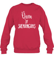 Queen of Shenanigans St Patrick's Day Shirt Unisex Fleece Pullover Sweatshirt