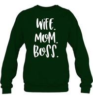 Wife Mom Boss Family Shirt Unisex Fleece Pullover Sweatshirt