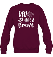 Red White And Booze 4th Of July Shirt Unisex Fleece Pullover Sweatshirt