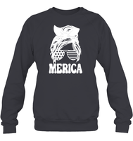 Merica Mom Bun 4th Of July Shirt Unisex Fleece Pullover Sweatshirt