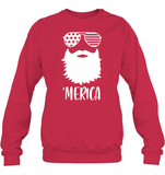 Merica Beard 4th Of July Shirt Unisex Fleece Pullover Sweatshirt