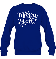 Merica Yall 4th Of July Shirt Unisex Fleece Pullover Sweatshirt