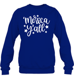 Merica Yall 4th Of July Shirt Unisex Fleece Pullover Sweatshirt