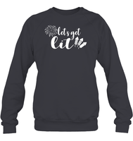 Let's Get Lit 4th Of July Shirt Unisex Fleece Pullover Sweatshirt