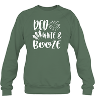 Red White And Booze 4th Of July Shirt Unisex Fleece Pullover Sweatshirt