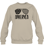 America Sunglasses 4th Of July Shirt Unisex Fleece Pullover Sweatshirt
