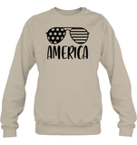 America Sunglasses 4th Of July Shirt Unisex Fleece Pullover Sweatshirt