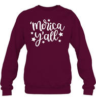 Merica Yall 4th Of July Shirt Unisex Fleece Pullover Sweatshirt