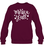 Merica Yall 4th Of July Shirt Unisex Fleece Pullover Sweatshirt
