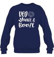 Red White And Booze 4th Of July Shirt Unisex Fleece Pullover Sweatshirt