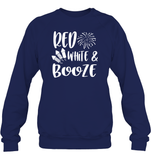 Red White And Booze 4th Of July Shirt Unisex Fleece Pullover Sweatshirt