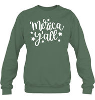 Merica Yall 4th Of July Shirt Unisex Fleece Pullover Sweatshirt