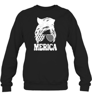 Merica Mom Bun 4th Of July Shirt Unisex Fleece Pullover Sweatshirt