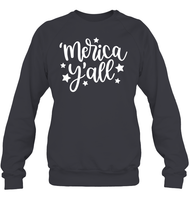 Merica Yall 4th Of July Shirt Unisex Fleece Pullover Sweatshirt