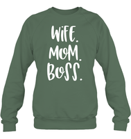 Wife Mom Boss Family Shirt Unisex Fleece Pullover Sweatshirt