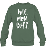 Wife Mom Boss Family Shirt Unisex Fleece Pullover Sweatshirt