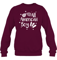 All American Boy 4th Of July Shirt Unisex Fleece Pullover Sweatshirt