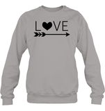 Valentine's Day Shirt For Adults Love Heart With Arrow Unisex Fleece Pullover Sweatshirt