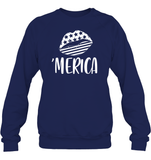 Merica Lips 4th Of July Shirt Unisex Fleece Pullover Sweatshirt