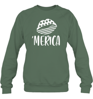 Merica Lips 4th Of July Shirt Unisex Fleece Pullover Sweatshirt