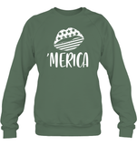 Merica Lips 4th Of July Shirt Unisex Fleece Pullover Sweatshirt