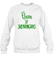 Queen of Shenanigans St Patrick's Day Shirt Unisex Fleece Pullover Sweatshirt