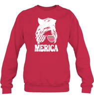 Merica Mom Bun 4th Of July Shirt Unisex Fleece Pullover Sweatshirt