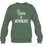 Queen of Shenanigans St Patrick's Day Shirt Unisex Fleece Pullover Sweatshirt