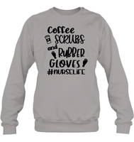 Coffee Scrubs And Rubber Gloves Nurse Shirt Unisex Fleece Pullover Sweatshirt