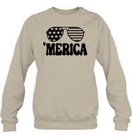 Retro Merica Sunglasses 4th Of July Shirt Unisex Fleece Pullover Sweatshirt