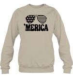 Retro Merica Sunglasses 4th Of July Shirt Unisex Fleece Pullover Sweatshirt