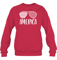 America Sunglasses 4th Of July Shirt Unisex Fleece Pullover Sweatshirt