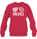 America Sunglasses 4th Of July Shirt Unisex Fleece Pullover Sweatshirt