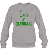 Queen of Shenanigans St Patrick's Day Shirt Unisex Fleece Pullover Sweatshirt