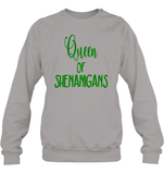 Queen of Shenanigans St Patrick's Day Shirt Unisex Fleece Pullover Sweatshirt