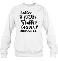 Coffee Scrubs And Rubber Gloves Nurse Shirt Unisex Fleece Pullover Sweatshirt