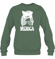 Merica Mom Bun 4th Of July Shirt Unisex Fleece Pullover Sweatshirt
