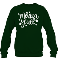 Merica Yall 4th Of July Shirt Unisex Fleece Pullover Sweatshirt