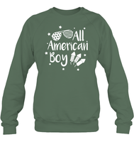 All American Boy 4th Of July Shirt Unisex Fleece Pullover Sweatshirt